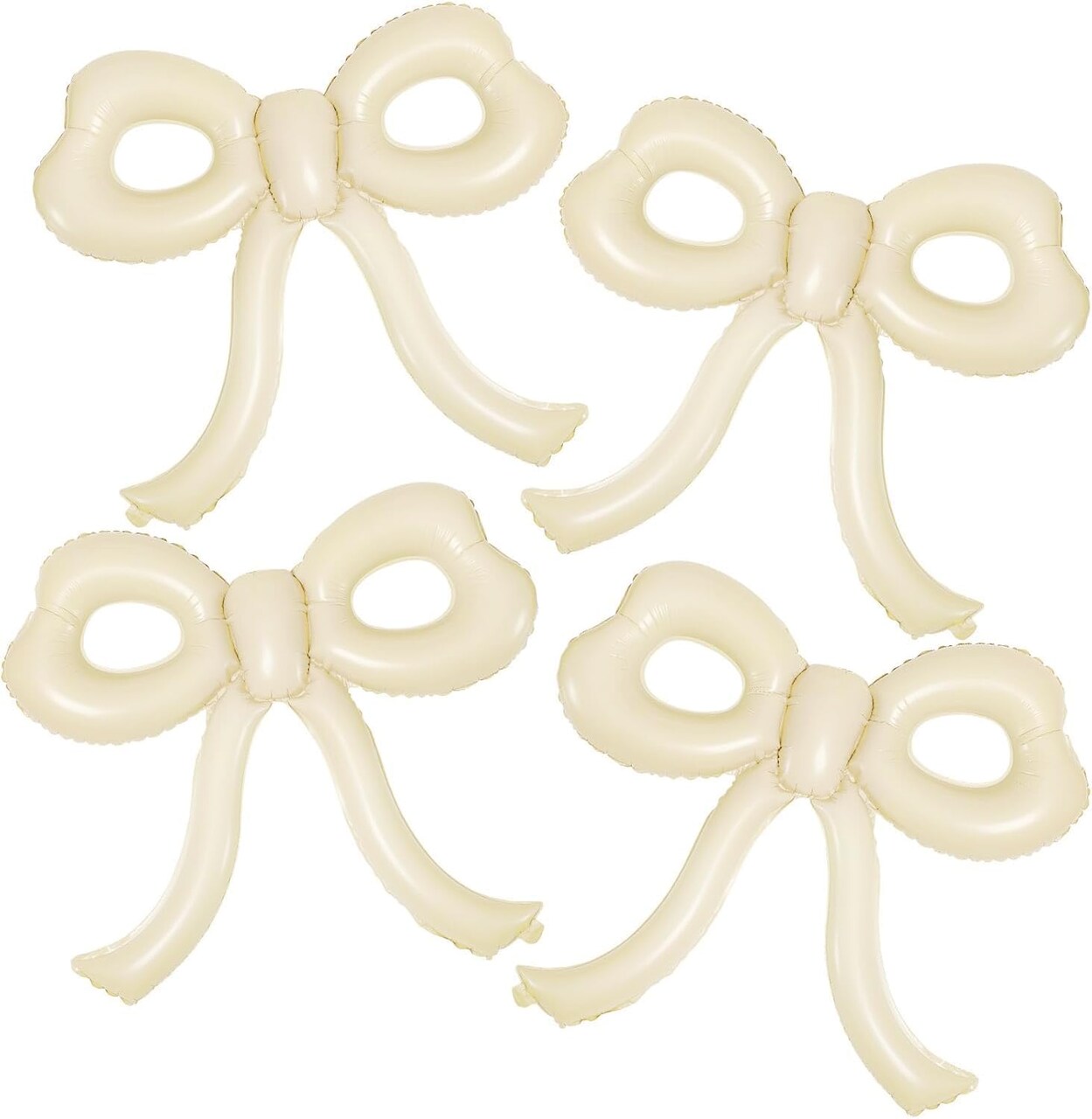 4 Pcs Bow Decorations Cream Bow Balloons for Girl Women Bow Themed Party Decorations Giant Foil Beige Balloons for Baby Shower Gender Reveal Decor Party Supplies